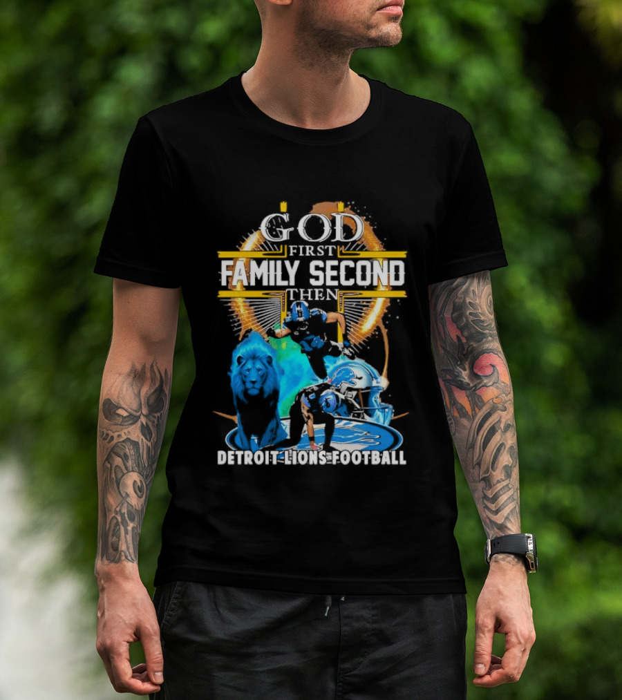 God First Family Second Detroit Lions Football St. Brown & Gibbs T-Shirt