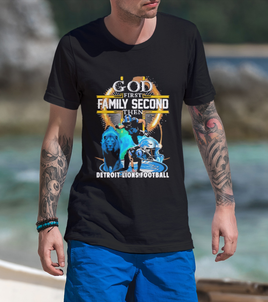 God First Family Second Detroit Lions Football St. Brown & Gibbs T-Shirt