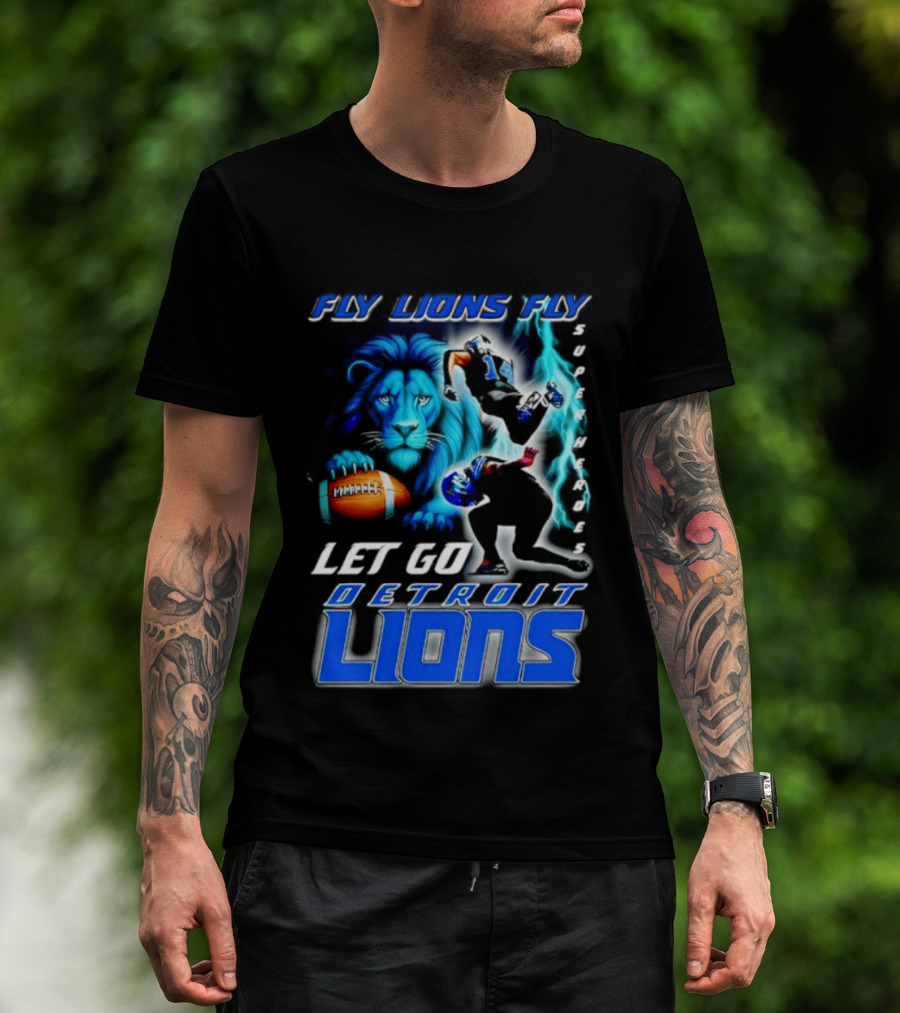 Fly Lions Fly Let Go Detroit Lions Football Journey T-Shirt