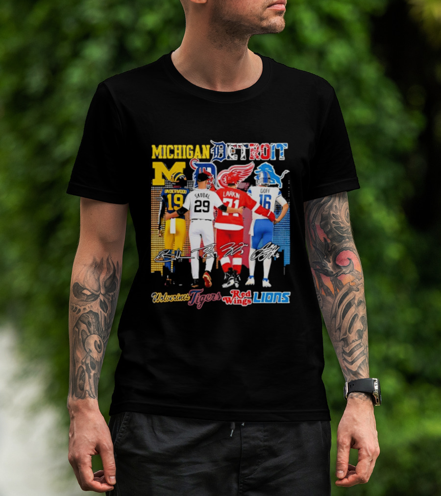 Michigan Wolverines X Tigers X Red Wings X Lions Detroit Sports Players T-Shirt