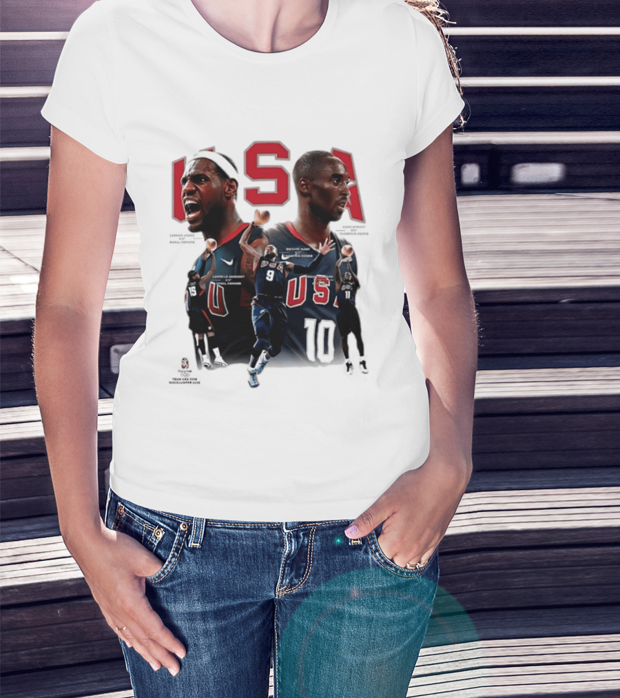 Kobe Bryant LeBron James Dwyane Wade Carmelo Anthony USA Basketball Redeem Team T-Shirt