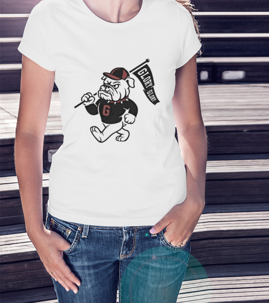 University Of Georgia G Glory Glory Bulldogs Hairy Dawg Flag T-Shirt