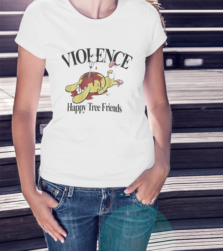 Violence Happy Tree Friends Cartoon Dark Humor Bloodied Scene T-Shirt