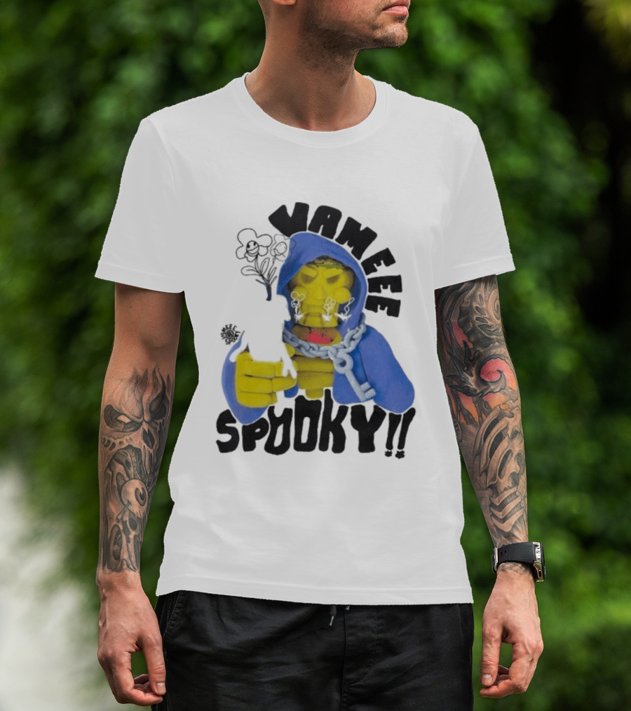 Vameee Spooky Skeleton In Blue Hood With Chains T-Shirt