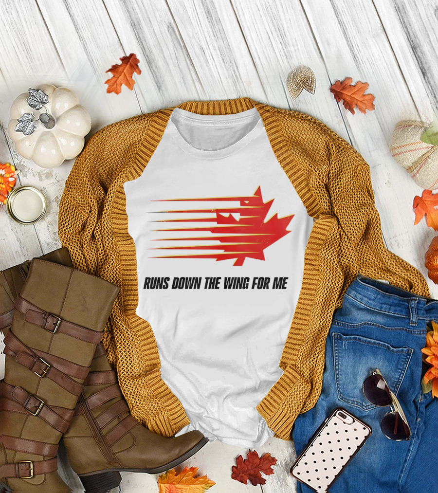 Runs Down The Wing For Me Red Streaks Maple Leaf T-Shirt