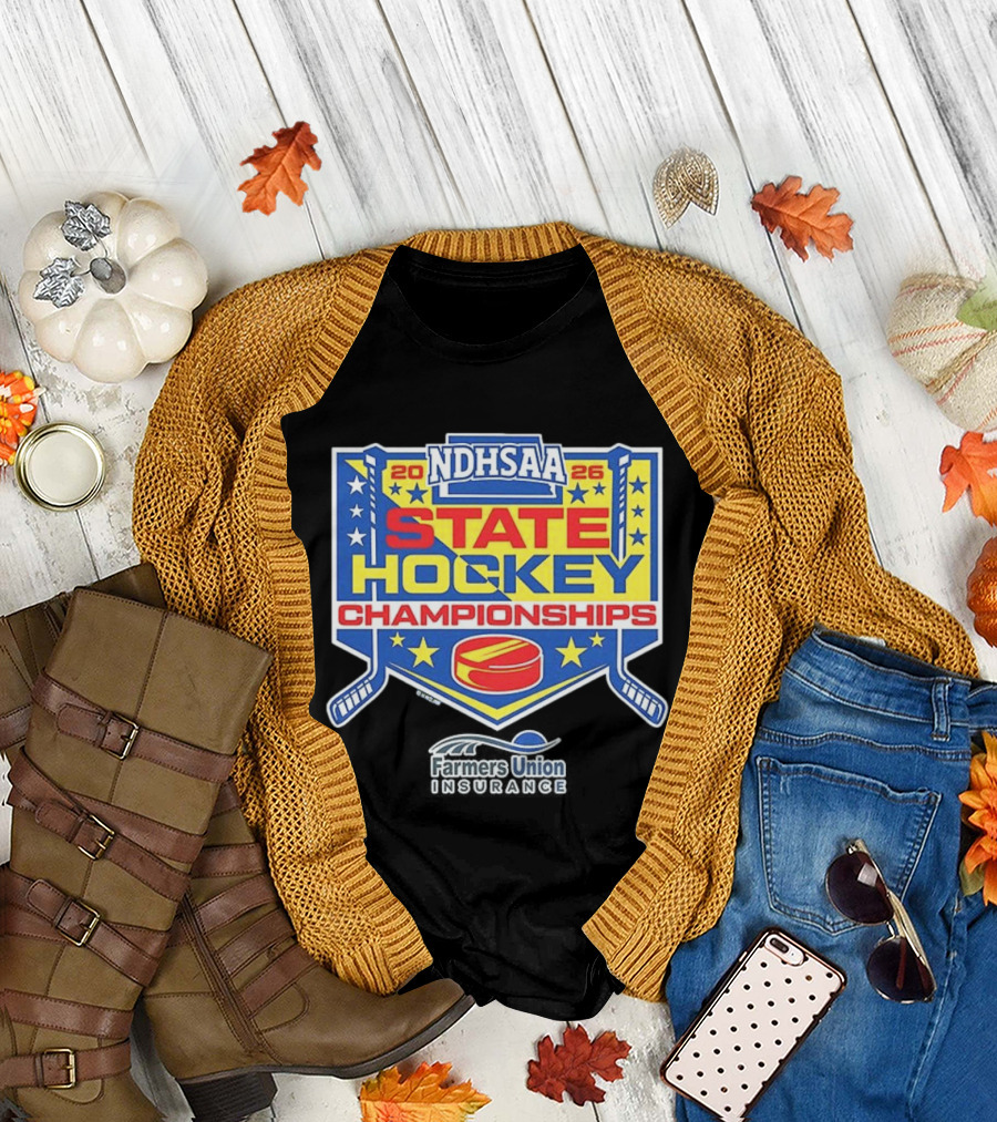 NDHSAA 2026 State Hockey Championships Merchandise Farmers Union Insurance T-Shirt