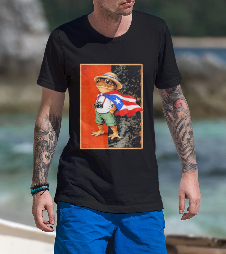 Coqui Frog Boricua Puerto Rican Flag Taino Heritage T-Shirt
