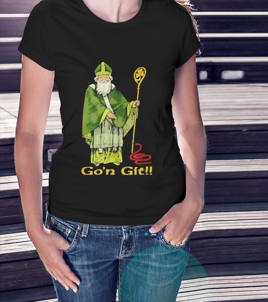 Go'n Git St Patrick Vintage Illustration With Staff And Smoke T-Shirt