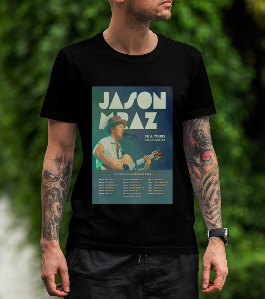 Jason Mraz Still Yours 2026 East Coast Tour Gregory Page Special Guest T-Shirt