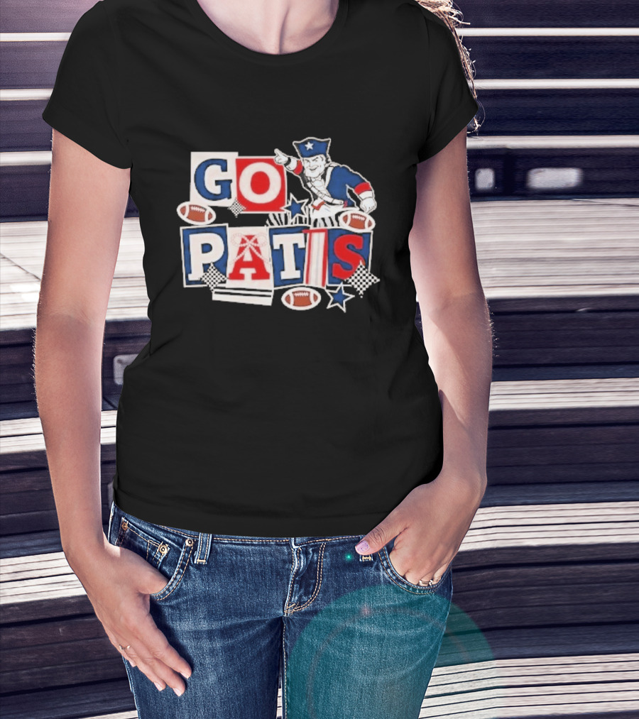 GO PATS New England Patriots Football Fan Cheer T-Shirt