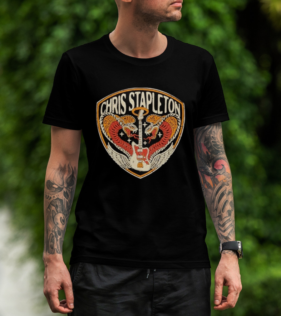 Chris Stapleton Devil Always Made Me Think Twice Snakes Guitar Wings T-Shirt