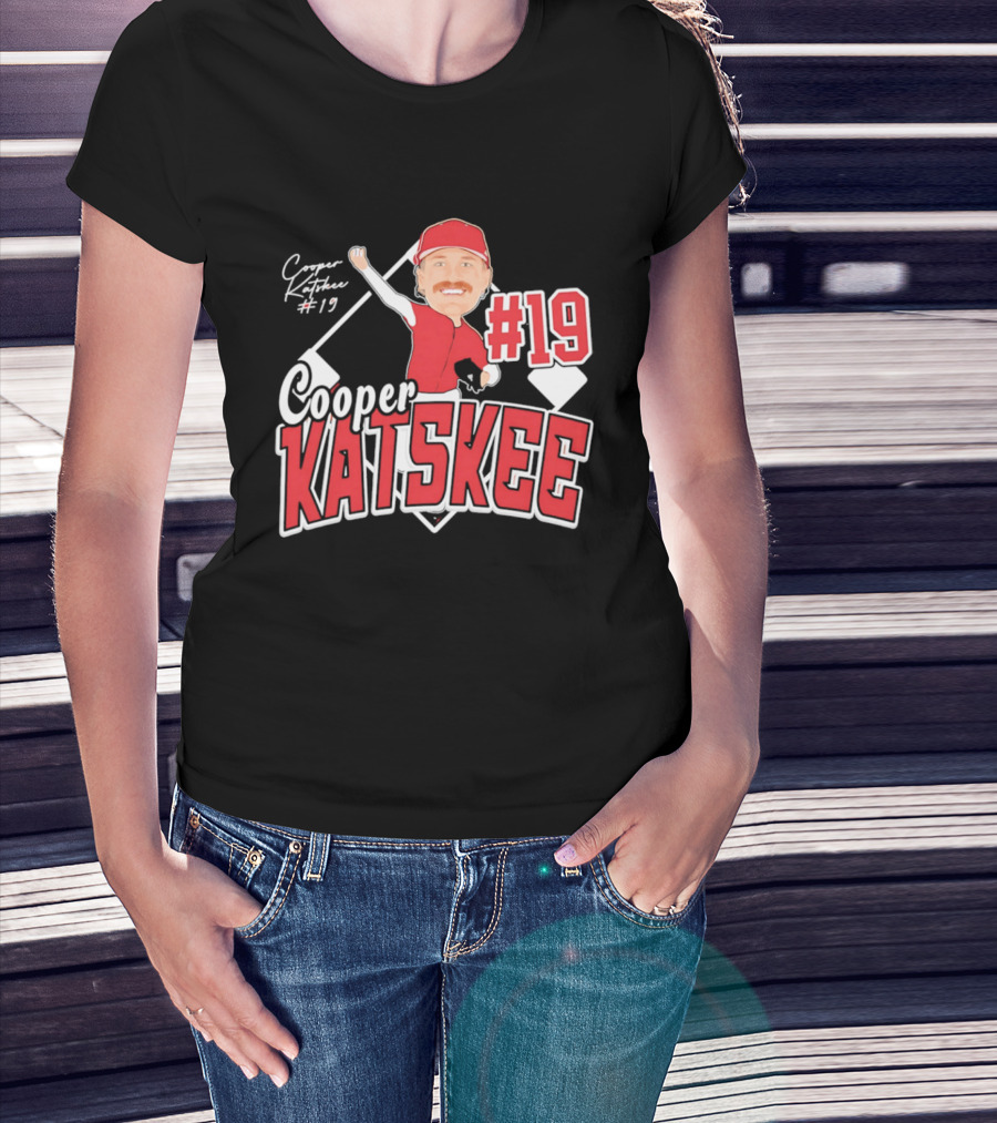 Cooper Katskee #19 Nebraska Baseball Caricature T-Shirt