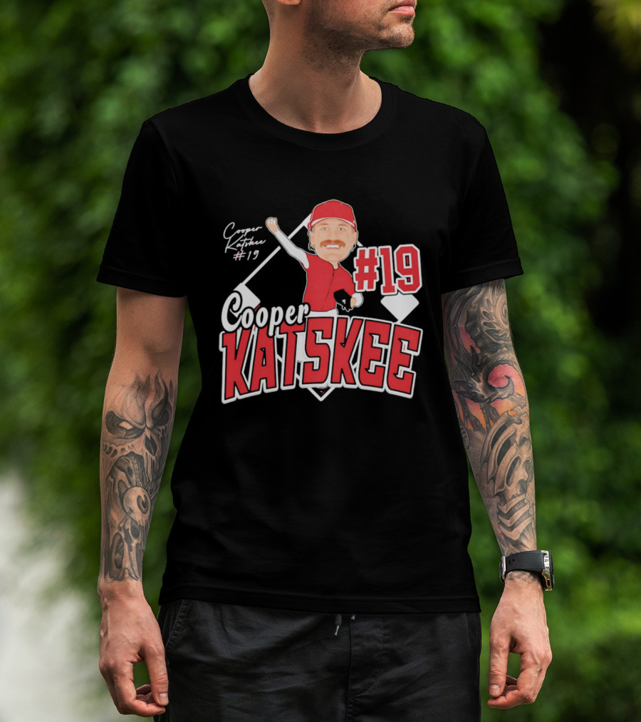 Cooper Katskee #19 Nebraska Baseball Caricature T-Shirt