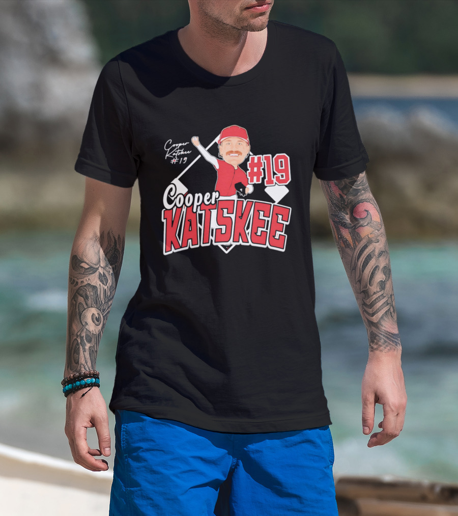 Cooper Katskee #19 Nebraska Baseball Caricature T-Shirt