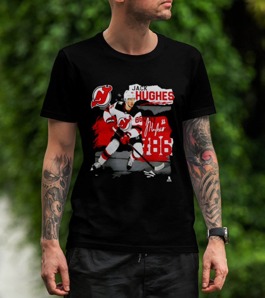 New Jersey Devils Jack Hughes 86 Fresh Ice Hockey T-Shirt