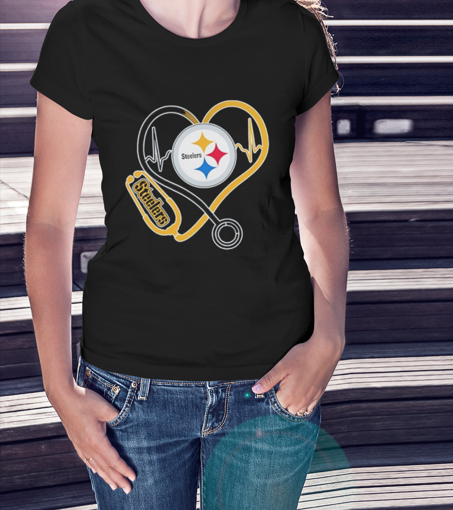 Nurse Heart Stethoscope Pittsburgh Steelers T-Shirt