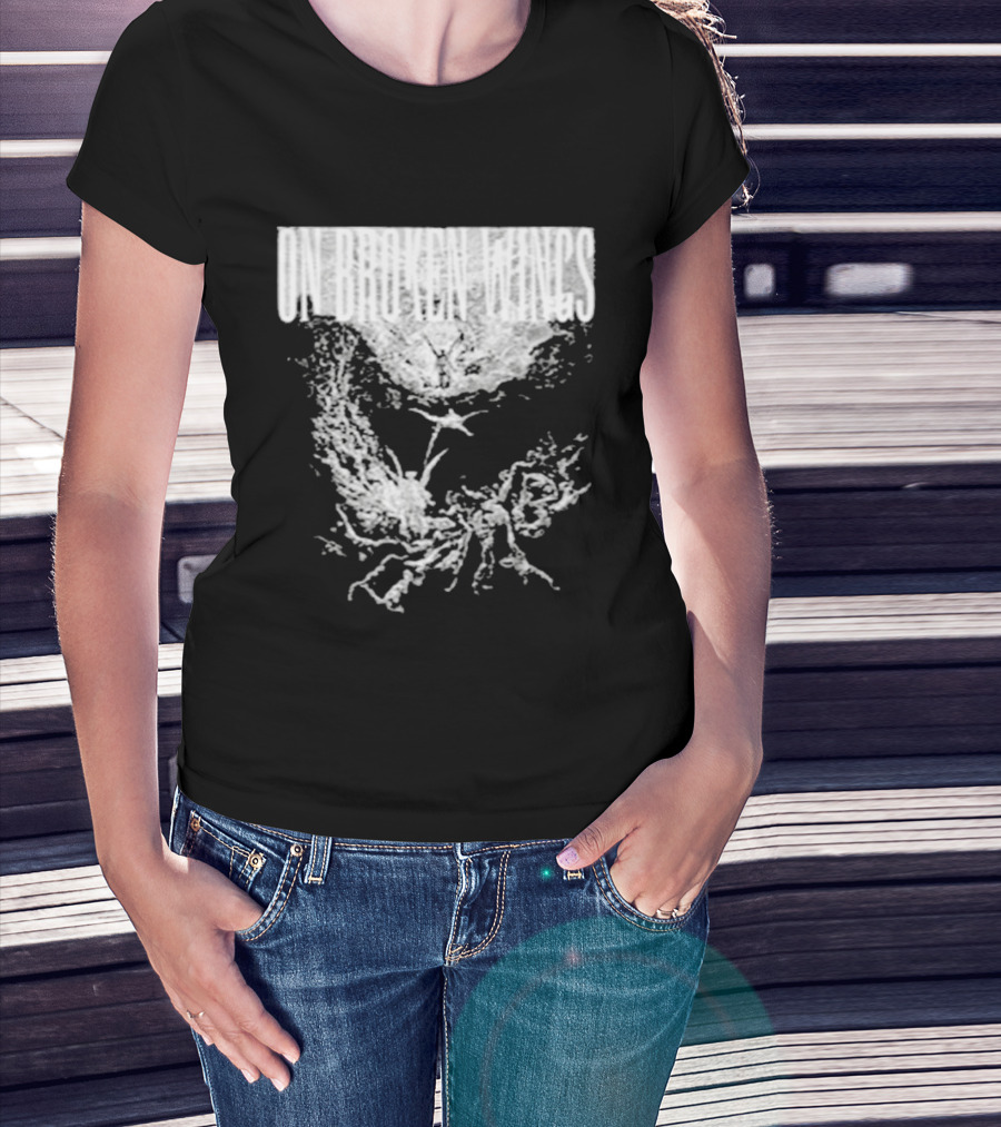 On Broken Wings Fallen Angel White Grunge T-Shirt