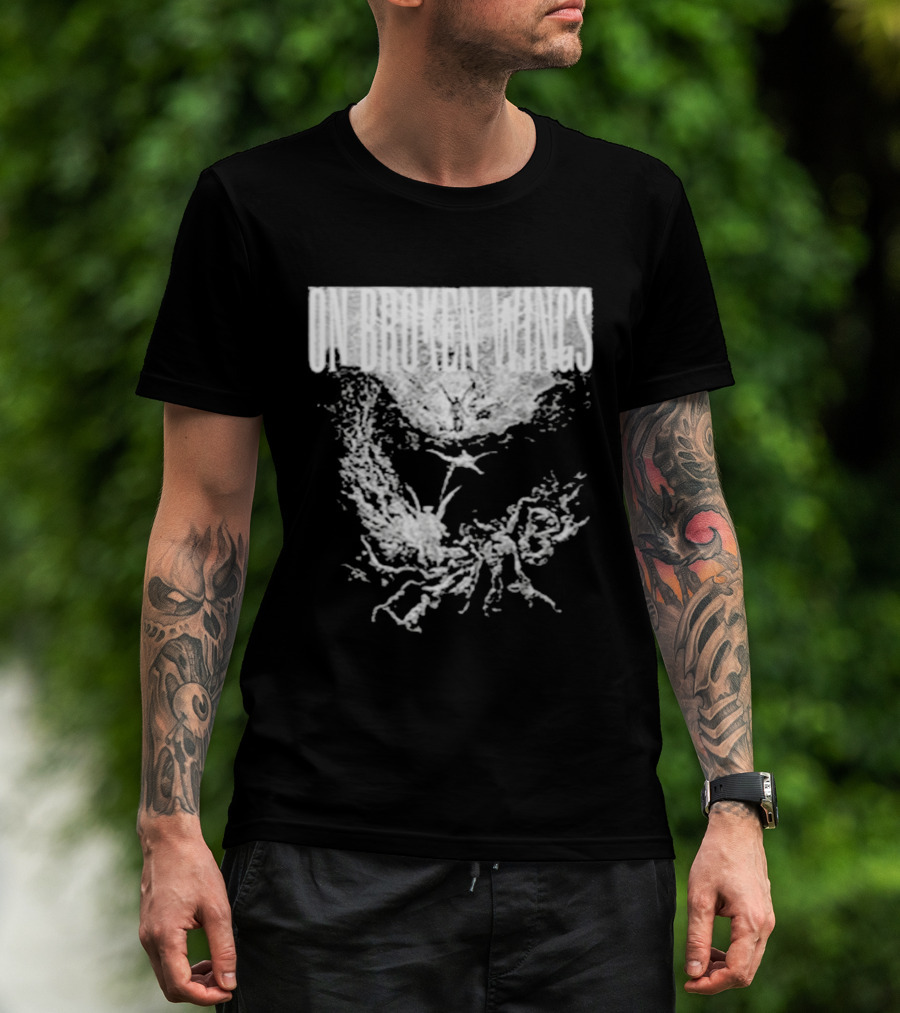 On Broken Wings Fallen Angel White Grunge T-Shirt