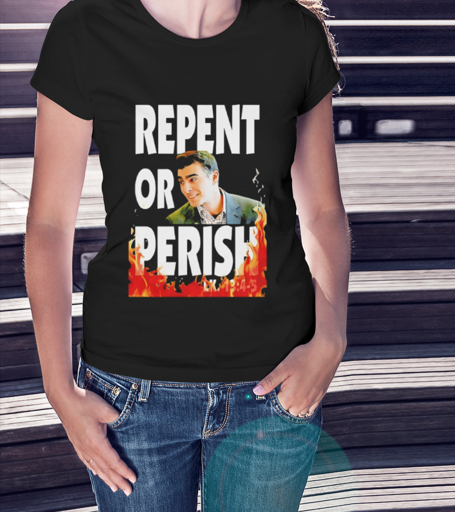 Repent Or Perish Luigi Fire Flame Luke 13:3 5 T-Shirt