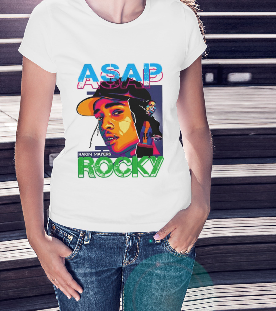 ASAP Rocky Rakim Mayers Hip Hop Street Art Bold Pop Color Aesthetic T-Shirt