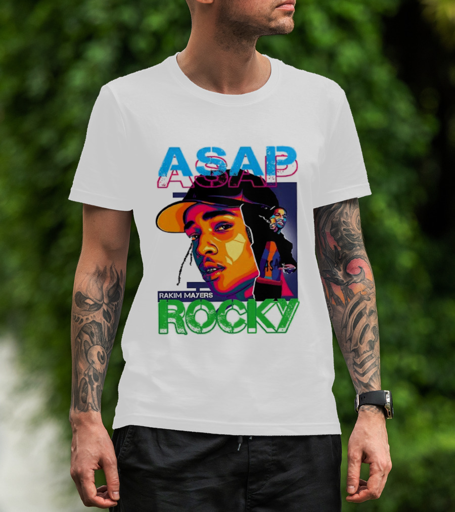 ASAP Rocky Rakim Mayers Hip Hop Street Art Bold Pop Color Aesthetic T-Shirt