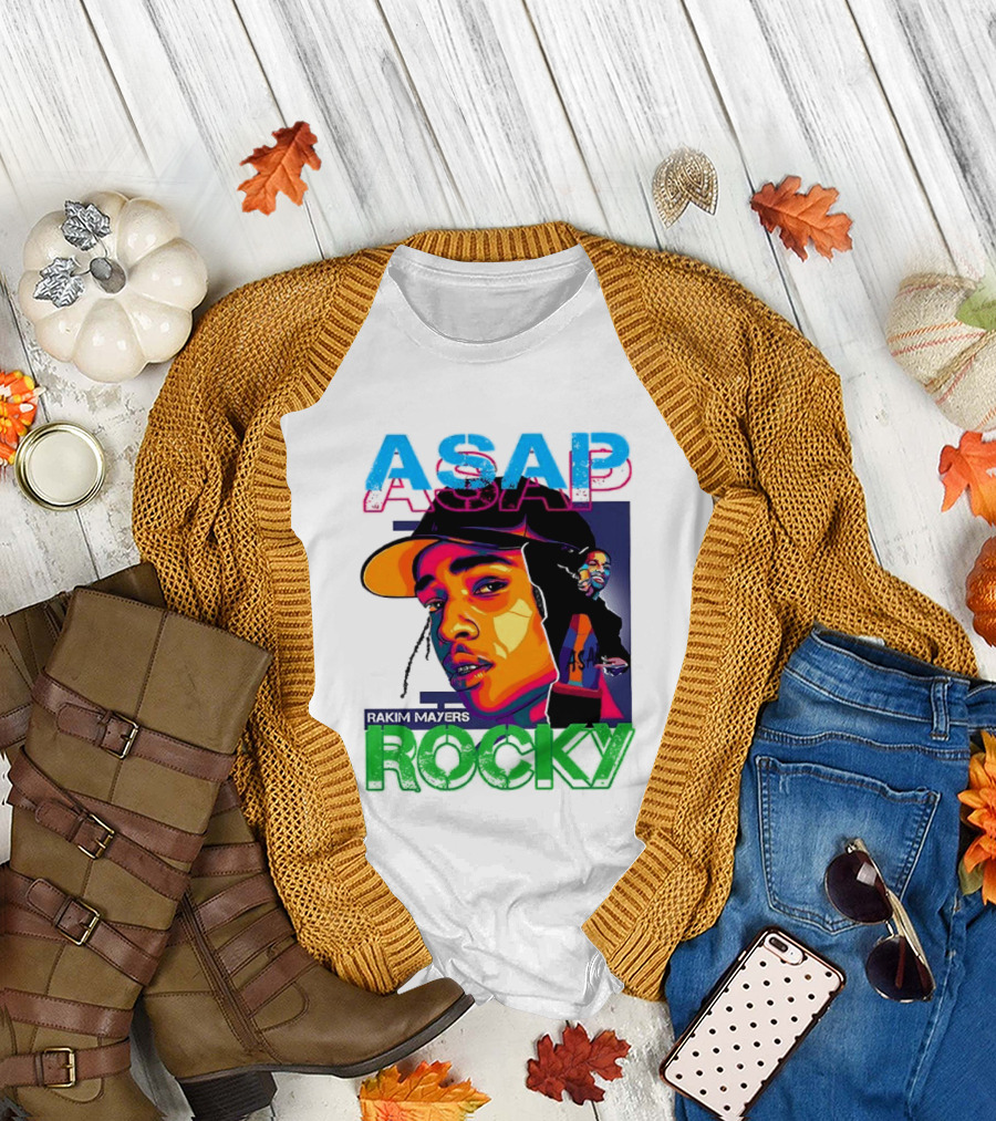 ASAP Rocky Rakim Mayers Hip Hop Street Art Bold Pop Color Aesthetic T-Shirt