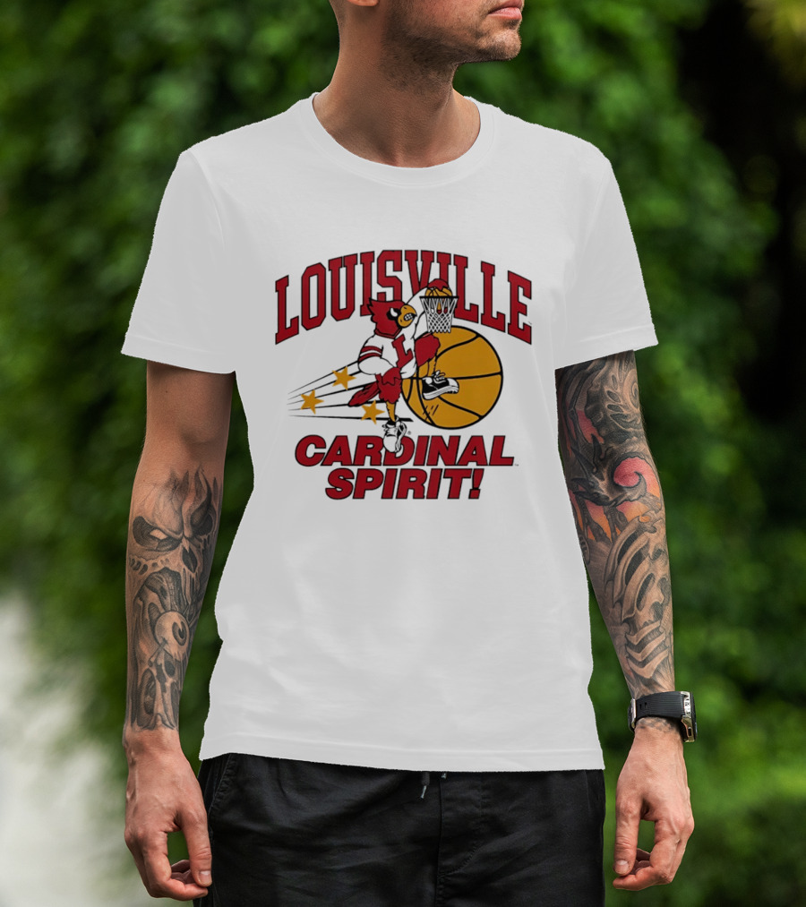 Louisville Cardinal Spirit Basketball Dunking Stars T-Shirt