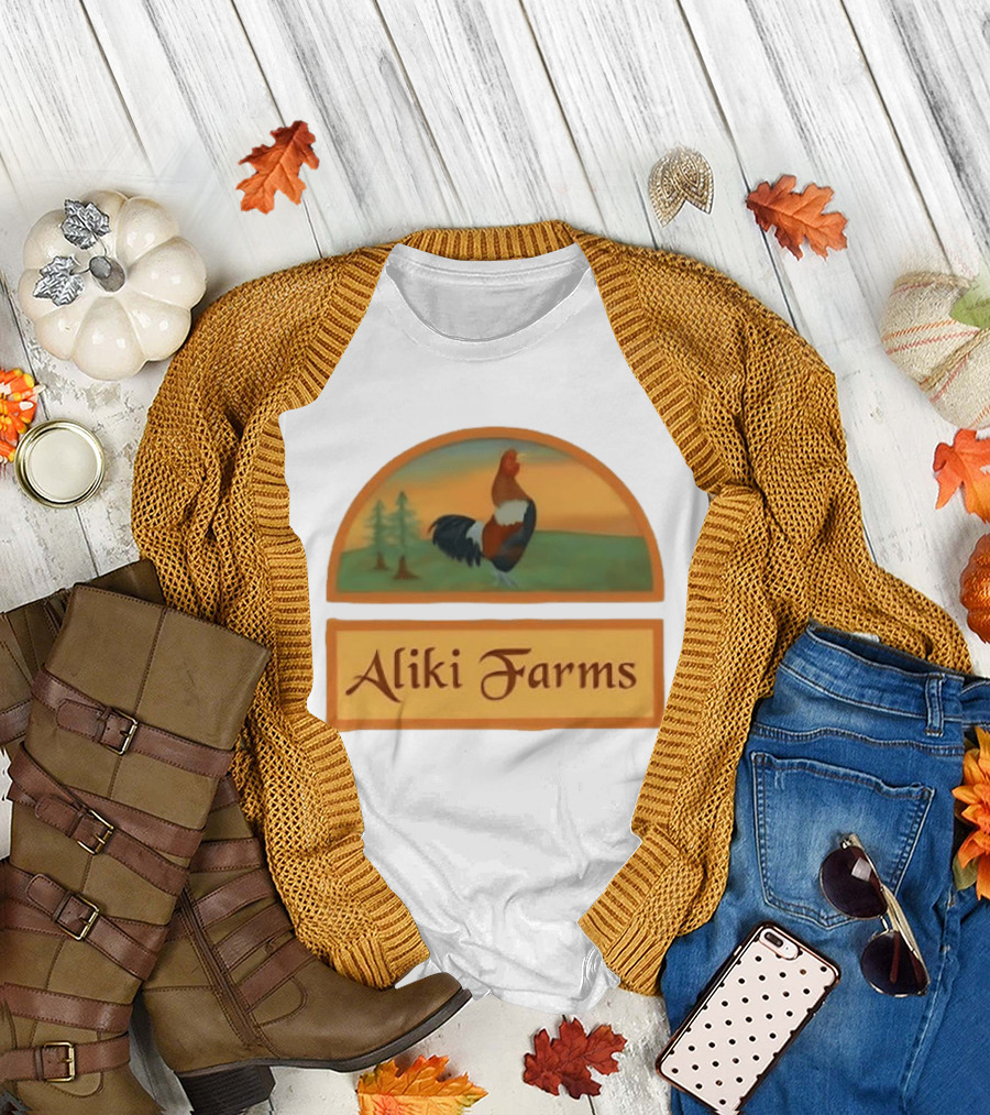 Aliki Farms Rooster Scene with Trees T-Shirt