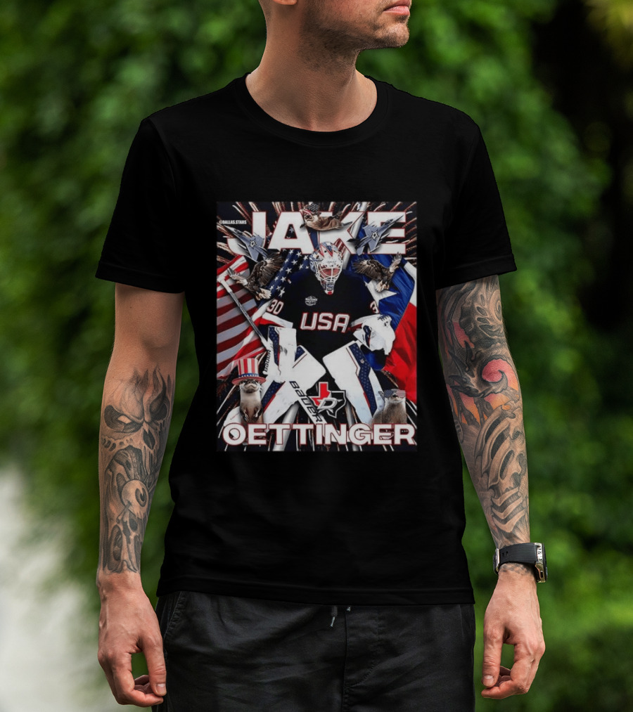 Jake Oettinger USA Hockey Olympics Dallas Stars Bauer T-Shirt