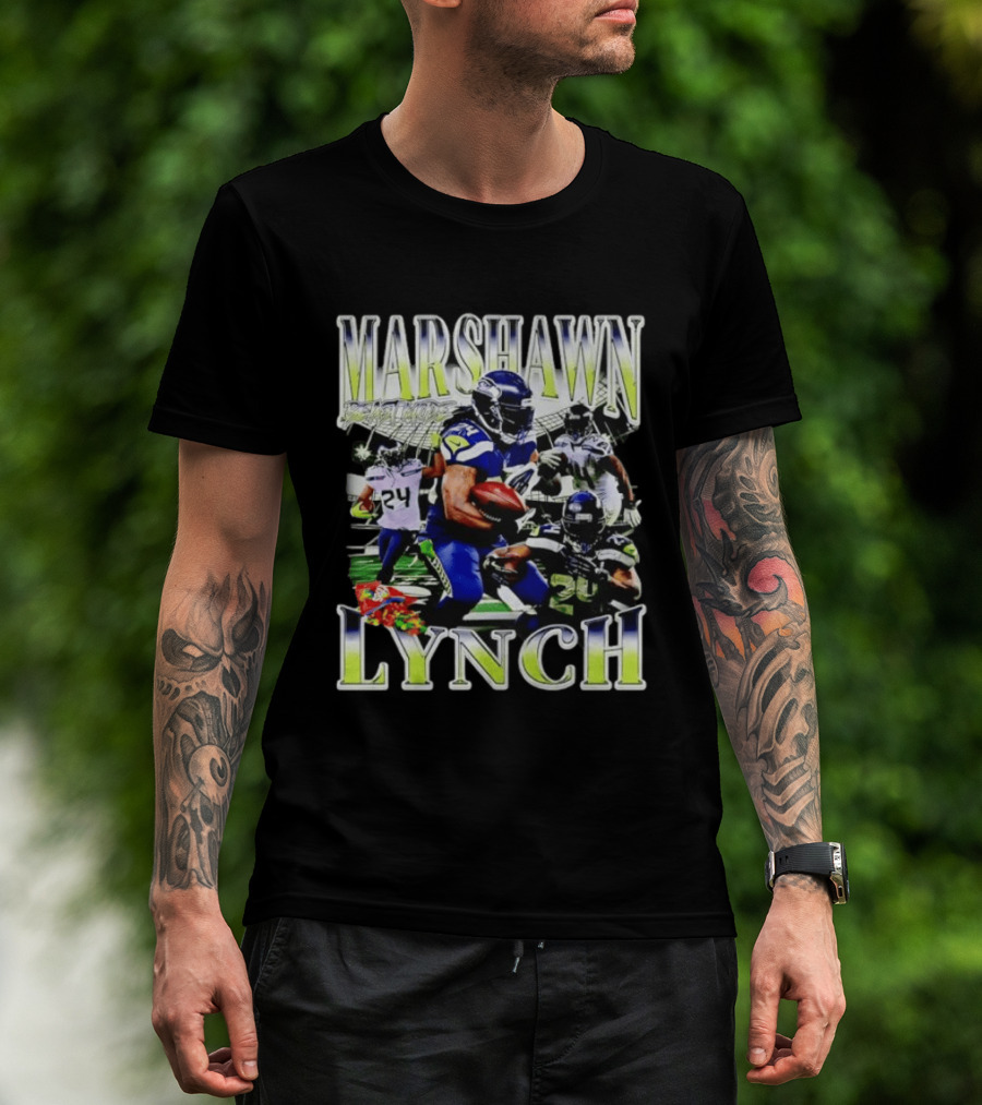 Marshawn Lynch Seattle Seahawks Football Star Running Back Legends T-Shirt