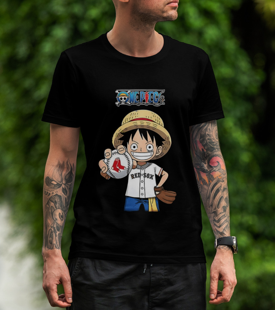 One Piece Boston Red Sox 2026 Luffy Baseball Collab T-Shirt