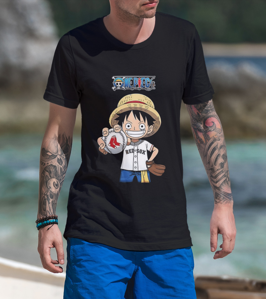One Piece Boston Red Sox 2026 Luffy Baseball Collab T-Shirt