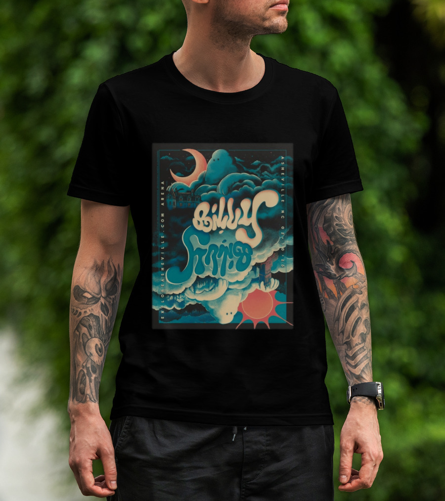 Billy Strings Tour Asheville NC February 10 2026 ExploreAsheville Arena Moon Clouds T-Shirt