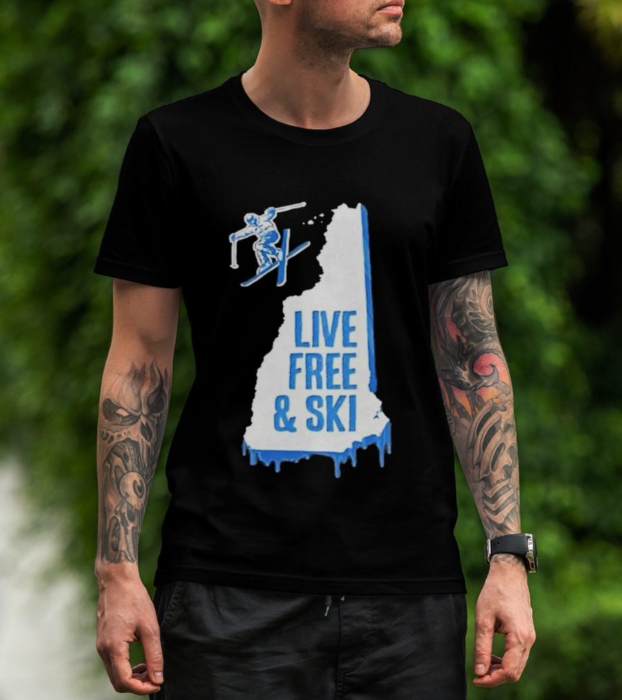 New Hampshire Live Free & Ski Winter Adventure Skiing T-Shirt