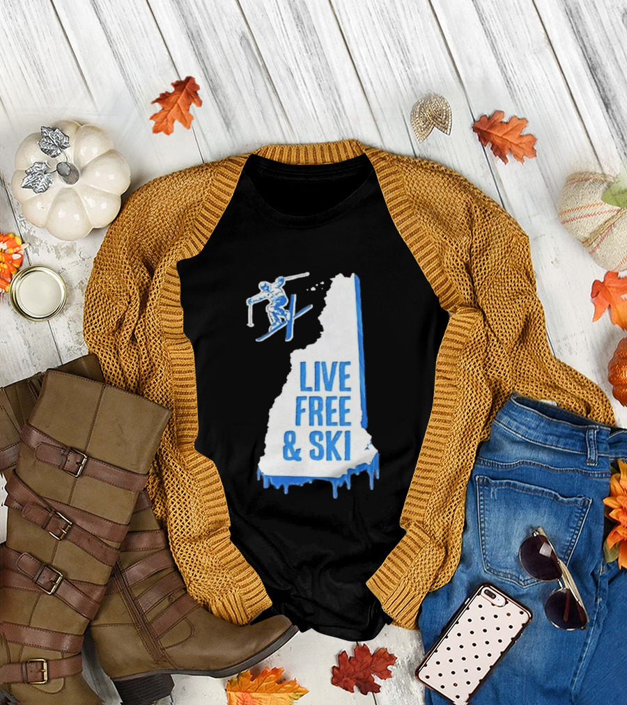 New Hampshire Live Free & Ski Winter Adventure Skiing T-Shirt