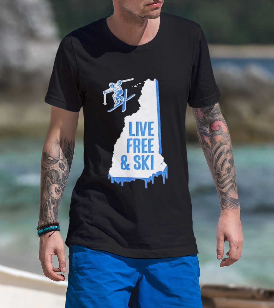 New Hampshire Live Free & Ski Winter Adventure Skiing T-Shirt