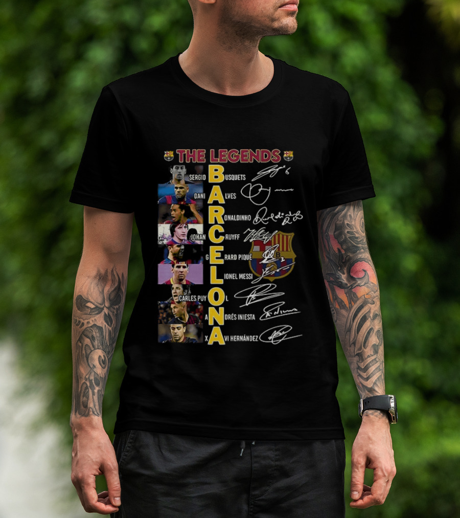 The Legends Barcelona Ronaldinho Sony Anderson Lionel Messi Xavi Hernandez David Villa Sergio Busquets T-Shirt