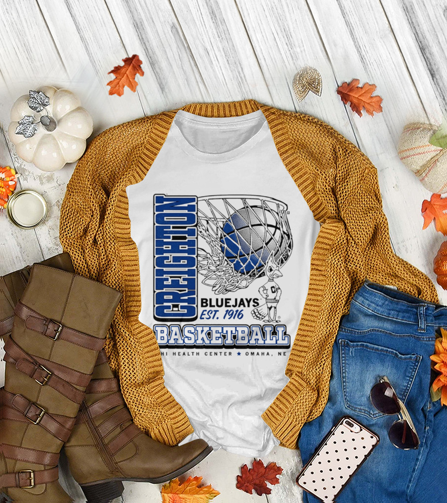 Creighton Bluejays Basketball Est 1916 CHI Health Center Omaha Nebraska T-Shirt