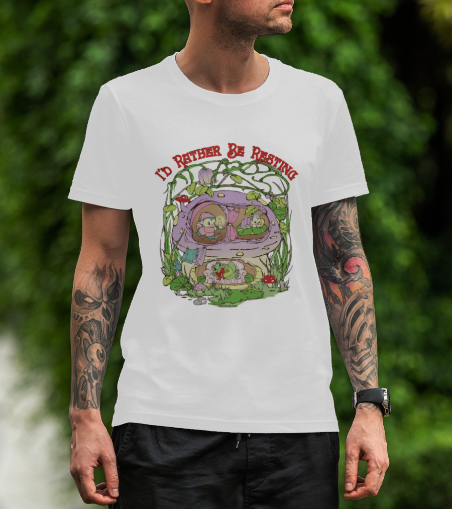 I'd Rather Be Resting Mushroom House Cozy Creatures T-Shirt
