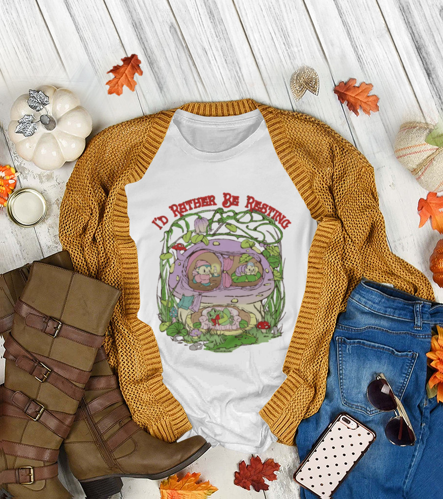 I'd Rather Be Resting Mushroom House Cozy Creatures T-Shirt