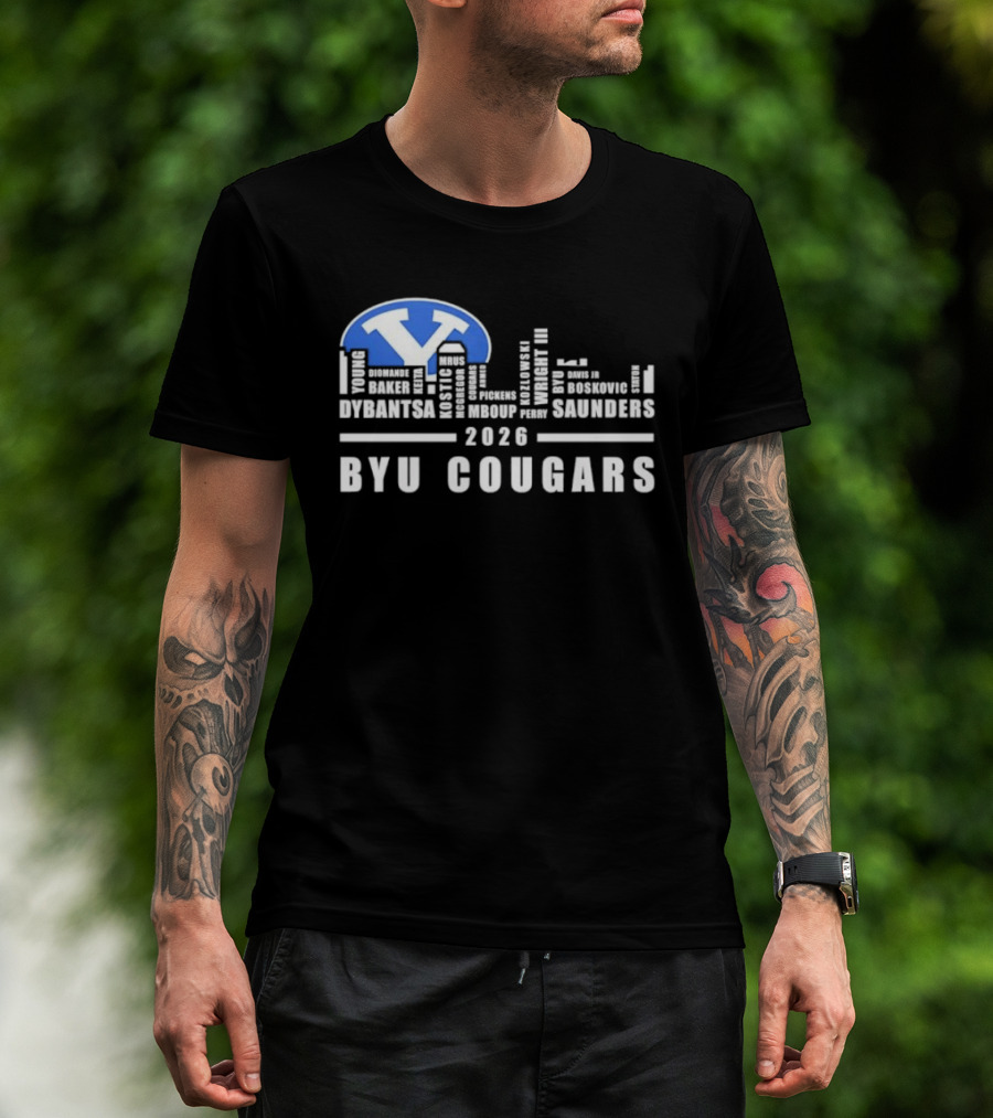 BYU Cougars 2026 Roster Skyline Collins Robinson Hall Saunders T-Shirt