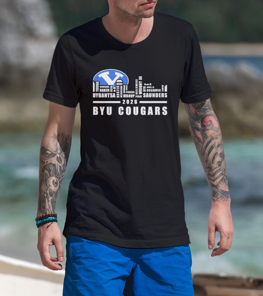 BYU Cougars 2026 Roster Skyline Collins Robinson Hall Saunders T-Shirt