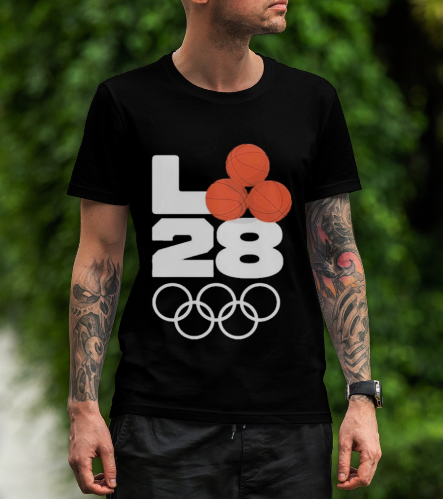 LA28 Basketball Olympic Rings NBA All Star Mitchell Ness Los Angeles T-Shirt