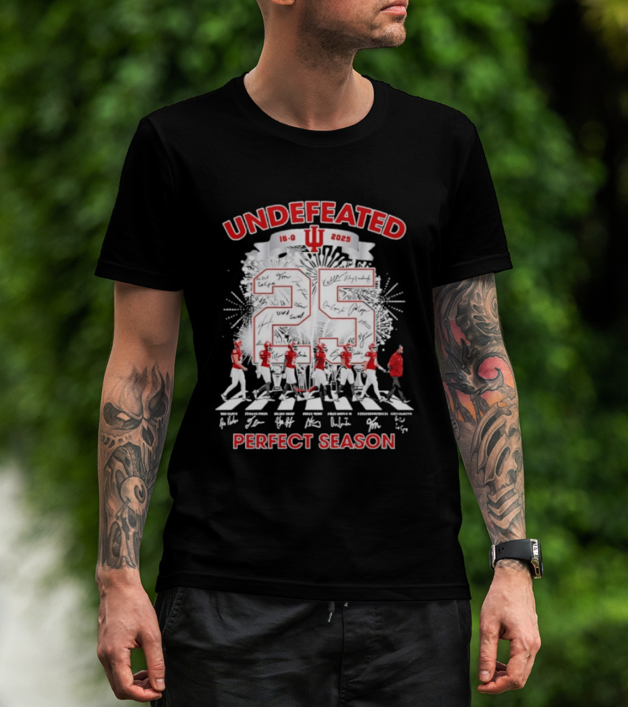 Undefeated Indiana Hoosiers 16 0 Perfect Season 2025 Abbey Road Signatures T-Shirt
