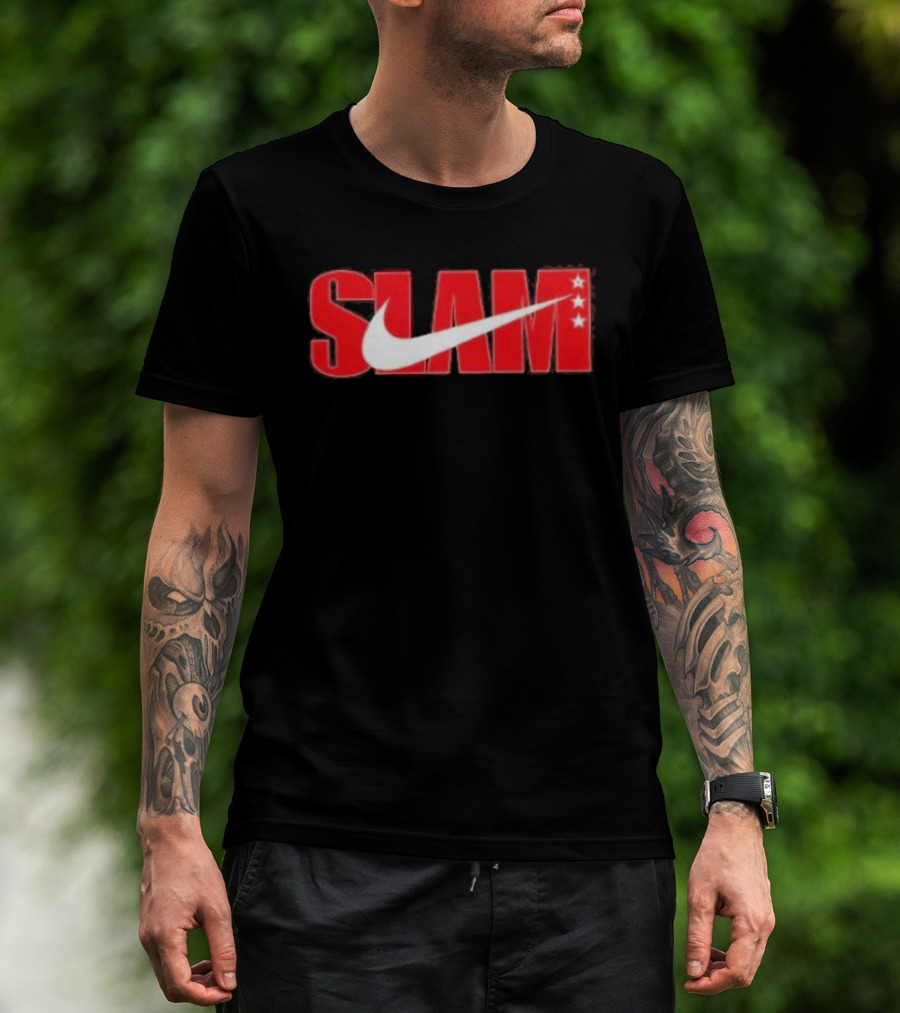 SLAM Nike Red White Collaboration Swoosh Stars T-Shirt