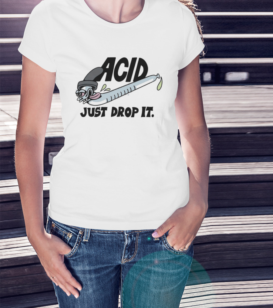 Acid Just Drop It Cartoon Worm T-Shirt