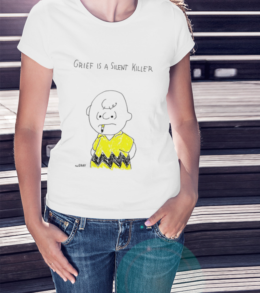 Charlie Brown Grief Is A Silent Killer Peanuts Humor Comic Strip T-Shirt