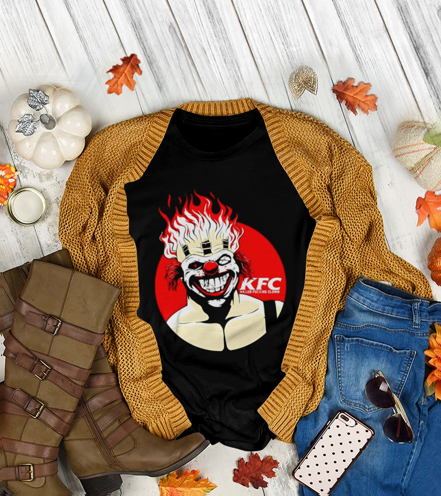 KFC Killer Clown Flaming Hair Grinning Face T-Shirt