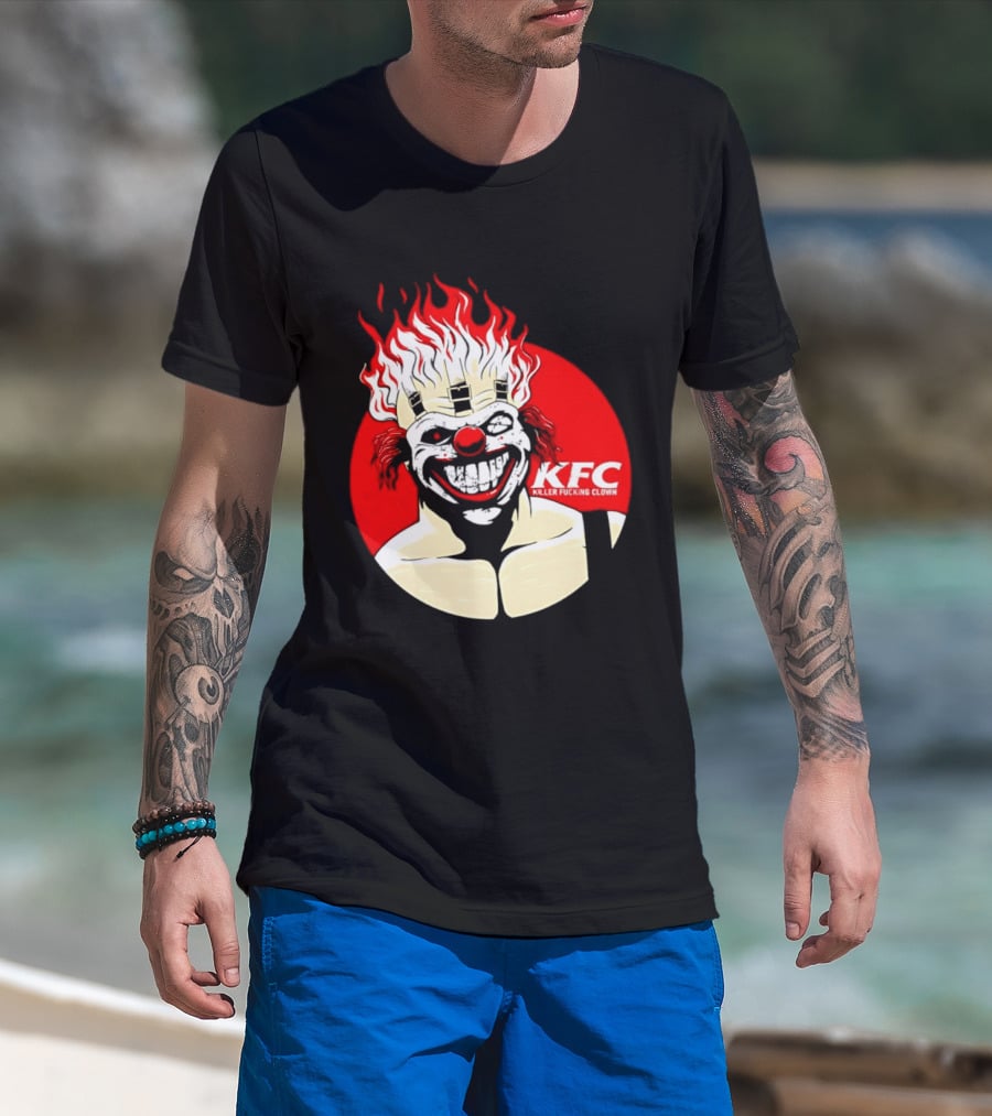 KFC Killer Clown Flaming Hair Grinning Face T-Shirt