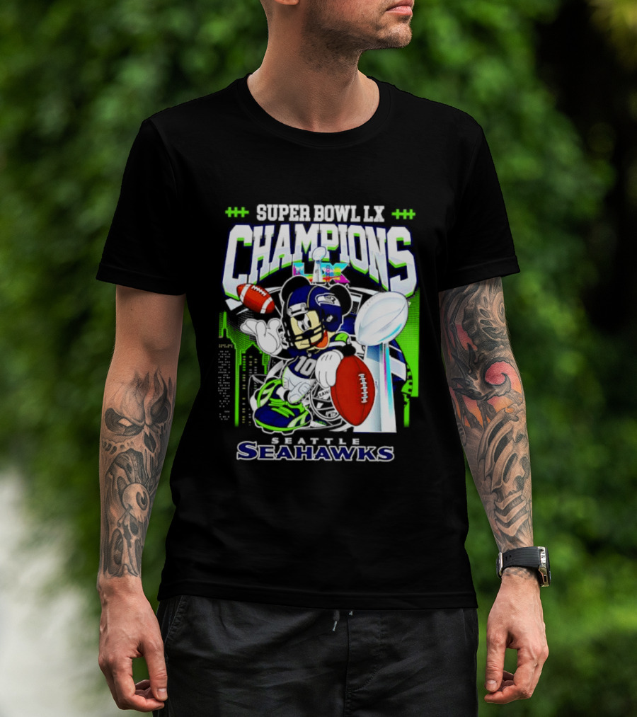 Super Bowl XLVIII Champions Mickey Mouse Seattle Seahawks T-Shirt